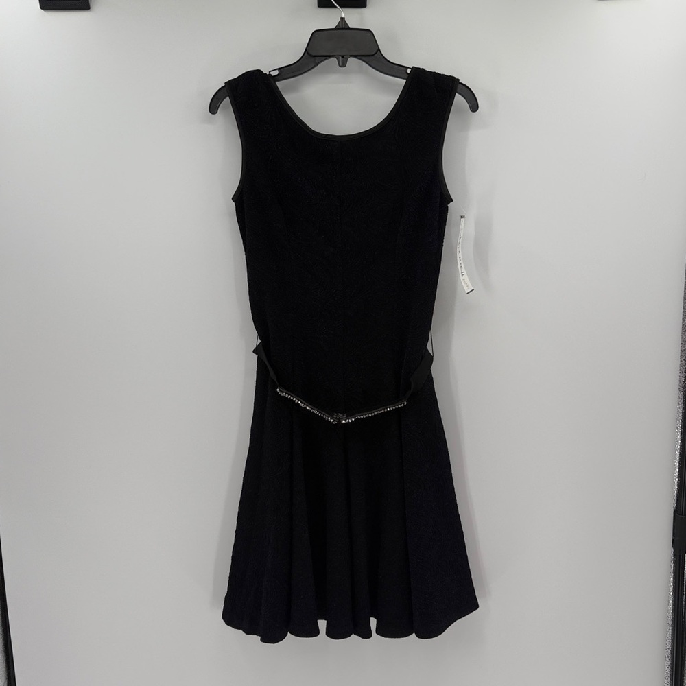 Joseph Ribkoff Women's Fit and Flare Sparkle Dress with belt - Blue/Black 4 NWT